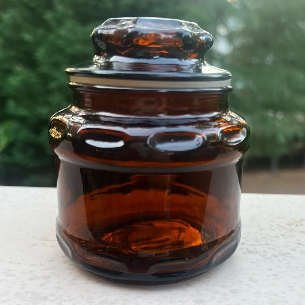 Vintage Amber Glass Apothecary Jar